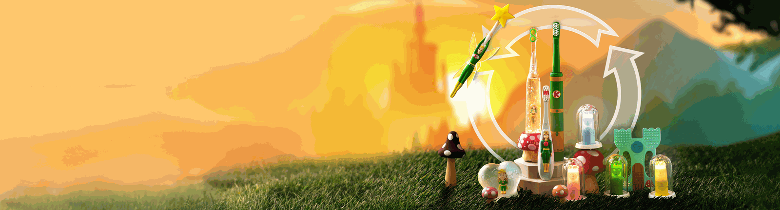 SuperMouth toothbrushes in an enchanted forest